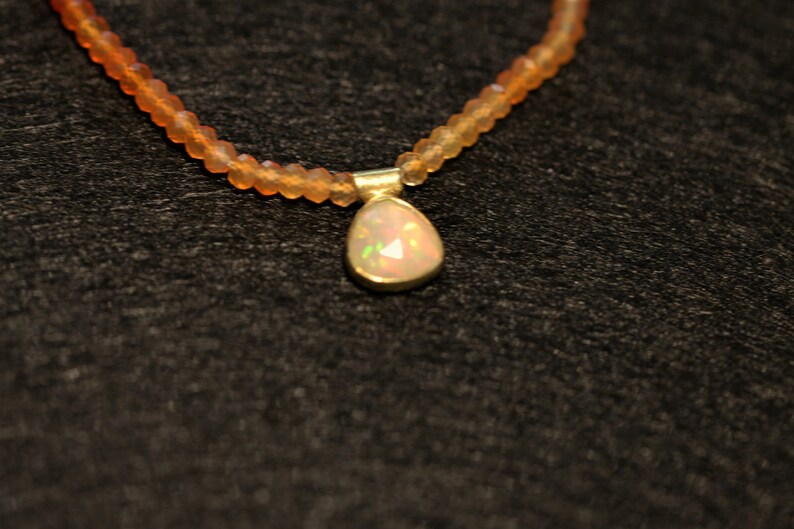 carnelian 3 mm faceted 925 sterling silver with precious opal pendant Gemstone necklace gold plated