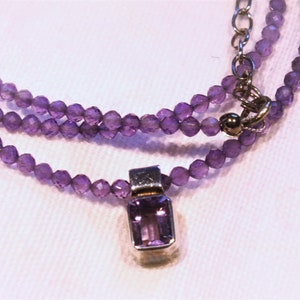 Amethyst gemstone necklace with amethyst pendant - 925 sterling silver - handmade - unique