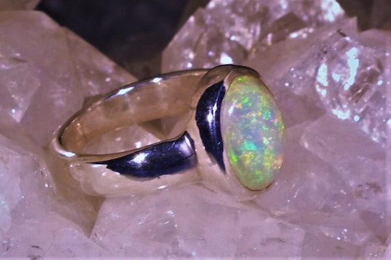 3,5 carat großer Opalring Freudenfunkel - 925 Sterling Silber - Unikat