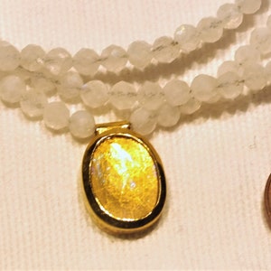 Gemstone necklace blue moonstone with precious opal pendant gold-plated - 925 sterling silver - handmade - unique