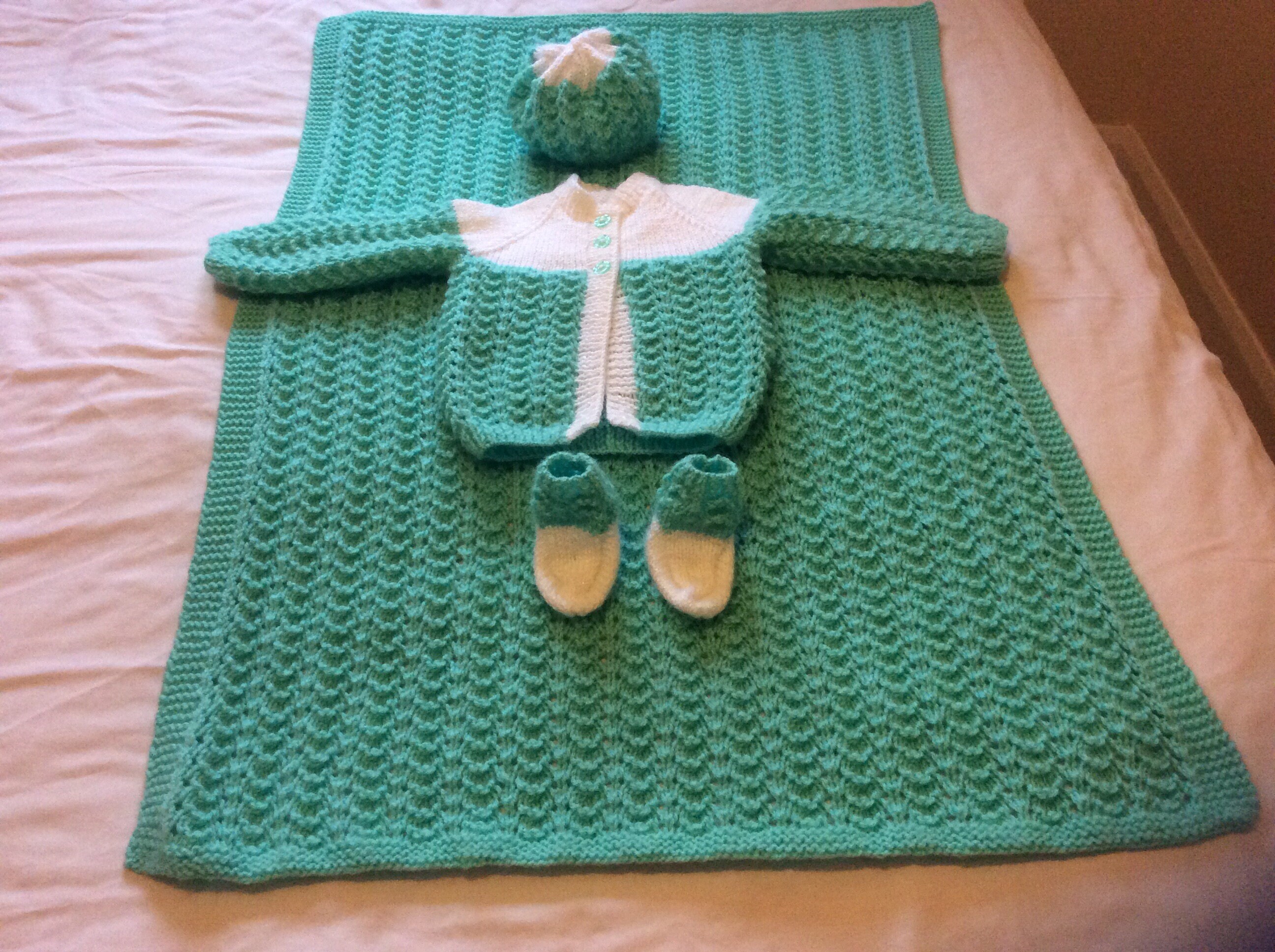 Hand knitted baby blanket layette set Etsy Nederland