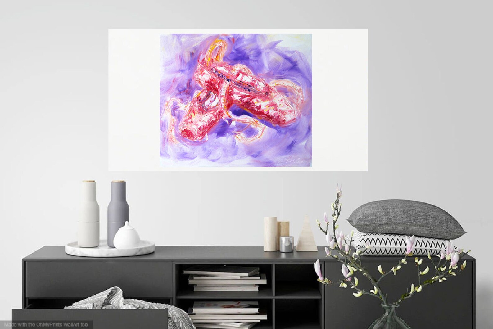 pink ballet shoes, immediate digital image download single print use high resolution contemporary style semi abstract decor wall