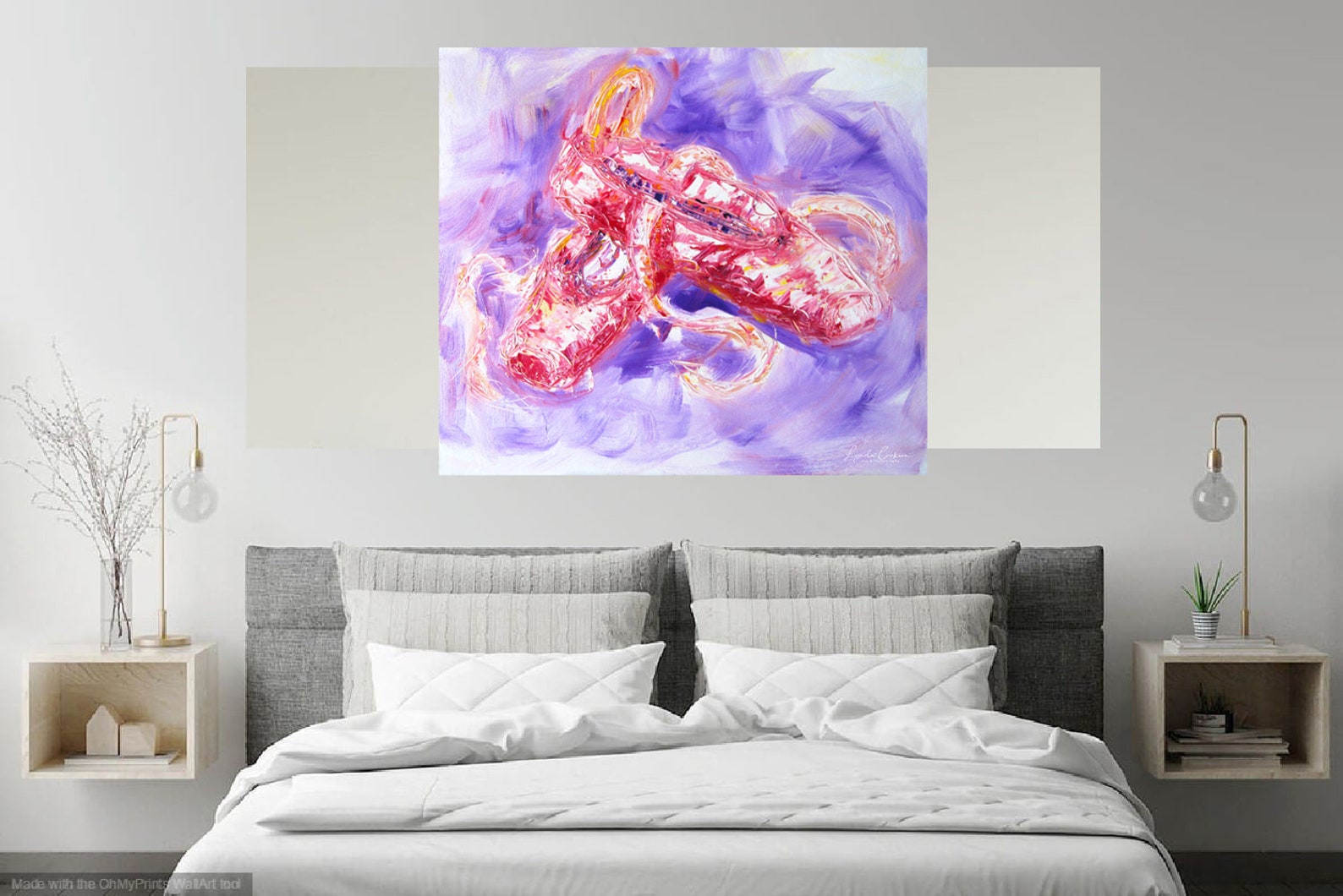 pink ballet shoes, immediate digital image download single print use high resolution contemporary style semi abstract decor wall