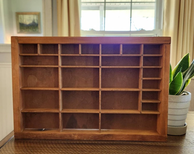 Vintage Printer Tray Wall Hanging, Print Drawer Knick Knack Wall