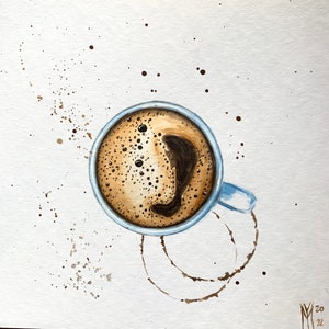 本物のコーヒーのオリジナル絵画ウォールアート