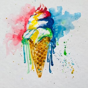 Eis Regenbogen Original Gemälde Wand Dekor