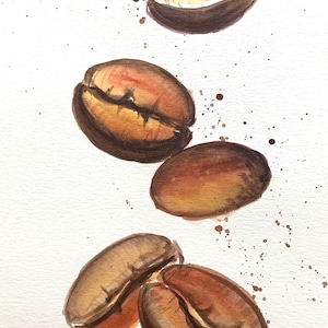 Coffee beans Original Watercolor Painting Wall decor