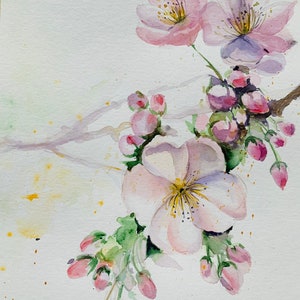 Pintura original de flor de manzano, decoración de pared, regalo para hermana, regalo para el hogar
