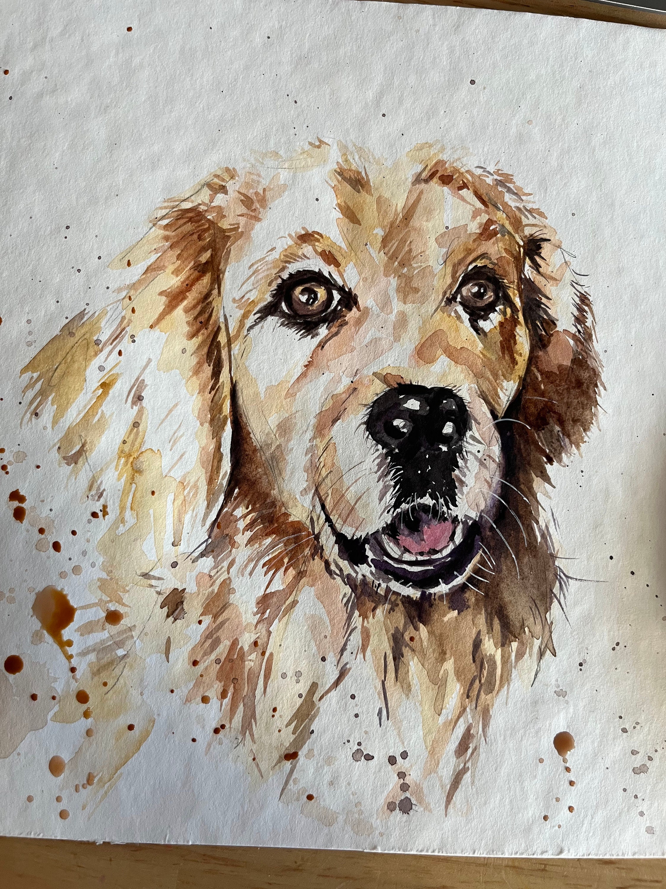 手描きのカスタム水彩画ペット肖像画：犬のメモリアルギフト - Etsy 日本