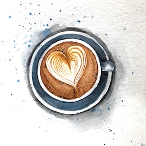 Cappuccino Original Painting Wall Art Coffee Bar Decor Housewarming Gift