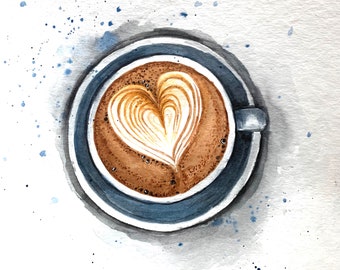 Cappuccino Original Painting Wall Art Coffee Bar Decor Housewarming Gift