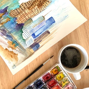 Houston Skyline Original Painting Wall Art