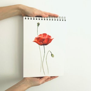 Poppy Wall Art Originele aquarel schilderij Wall Decor California Poppies Cadeau voor haar verjaardagscadeau Cadeau voor moeder