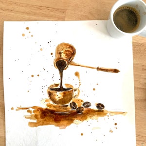 Echter Kaffee Originalgemälde Wandkunst Muttertagsgeschenk