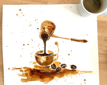 Cuadro original de café auténtico, arte mural, regalo para el Día de la Madre