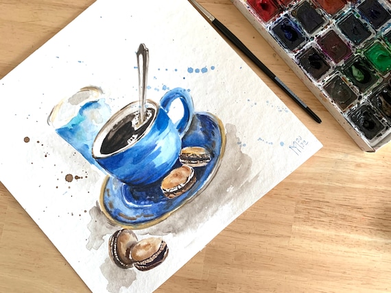 Forever Home - Tazza da caffè in ceramica bianca con motivo floreale ad acquerello, 325 ml, idea regalo per amici, colleghi, capo, dipendenti, adulti