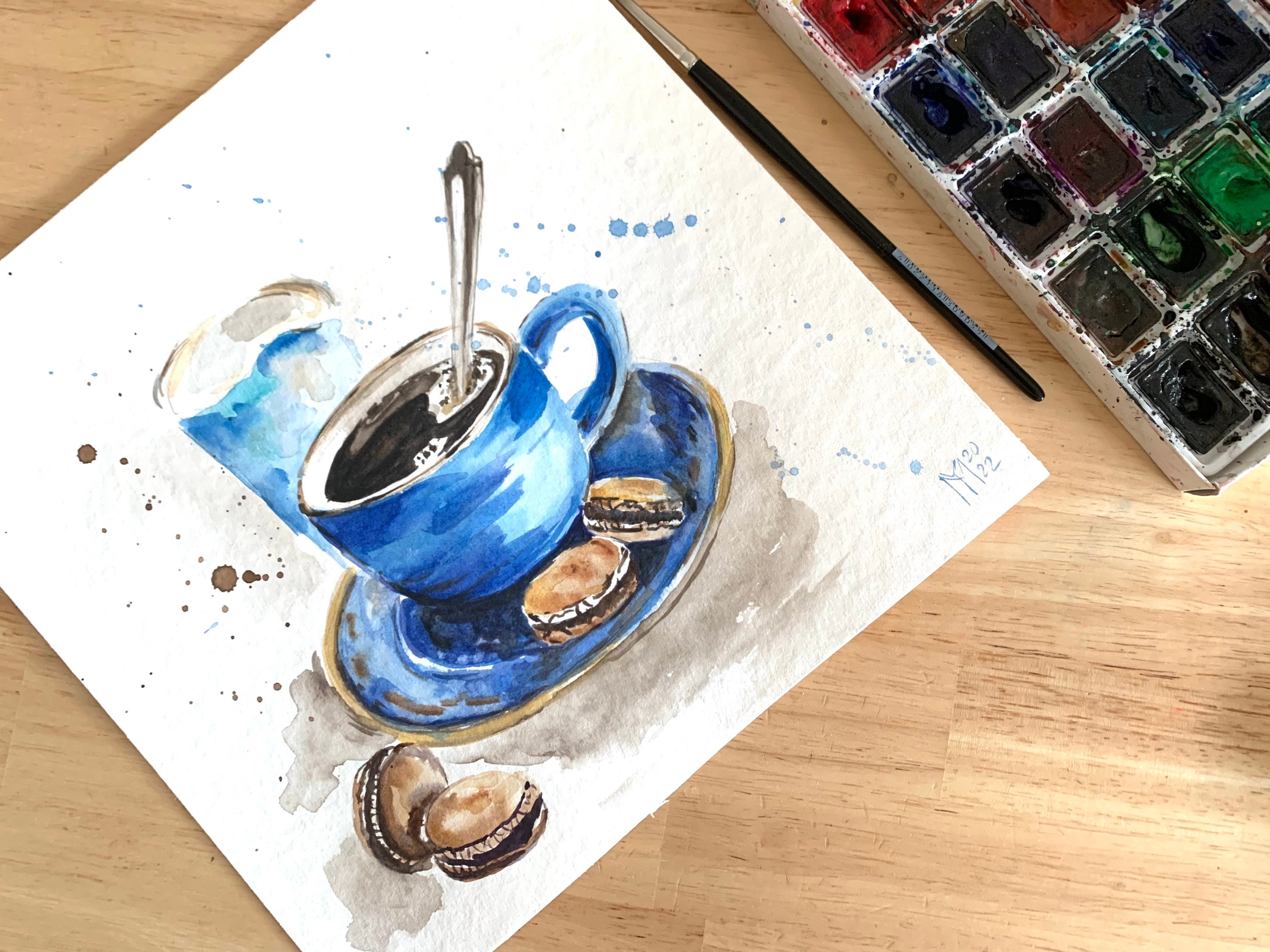 Coffee Cup Original Painting Wall Art - Etsy Israel
