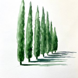 Cypresses tree Original Painting Wall Art
