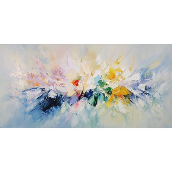抽象油絵キャンバスプリント：モダンなリビングルームの壁アート 
