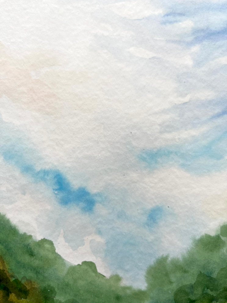 アルプスの草原の水彩画：印象派の風景画（11.8x15.7インチ） - Etsy 日本