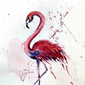 Pink Flamingo Original Painting Wall Art