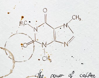Cafeïnemolecuul origineel schilderij muurkunst