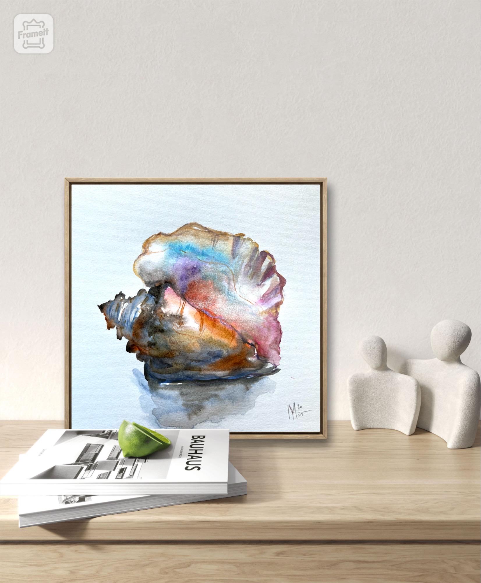 オリジナルの貝殻の水彩画：海岸沿いのホームデコレーション - Etsy 日本