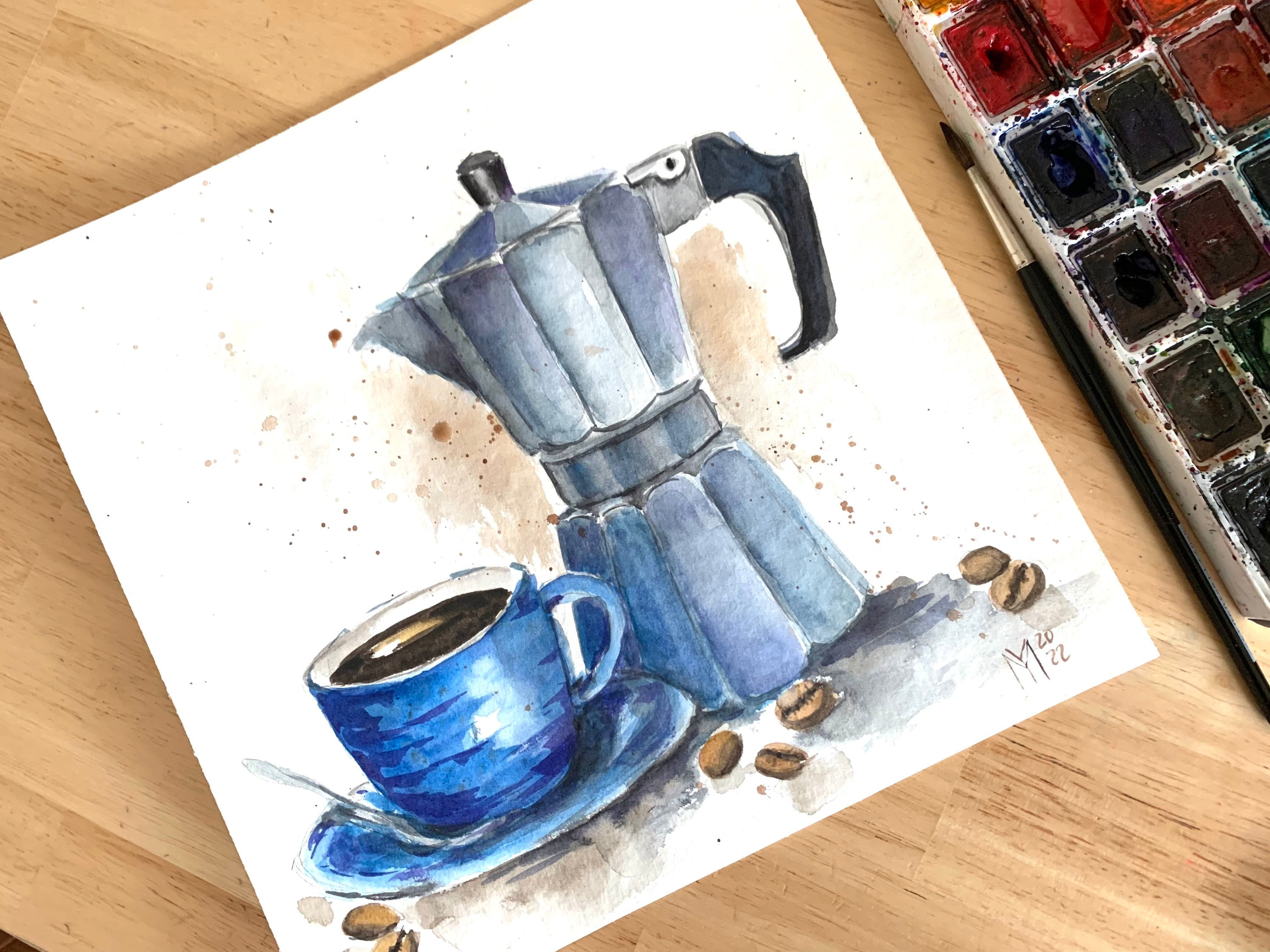 Coffee Maker and Coffee Original Painting Wall Decor - Etsy Canada