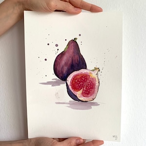 Figs Original Watercolor Painting  Kitchen Wall Art Home Decor Gift for mother Housewarming gift