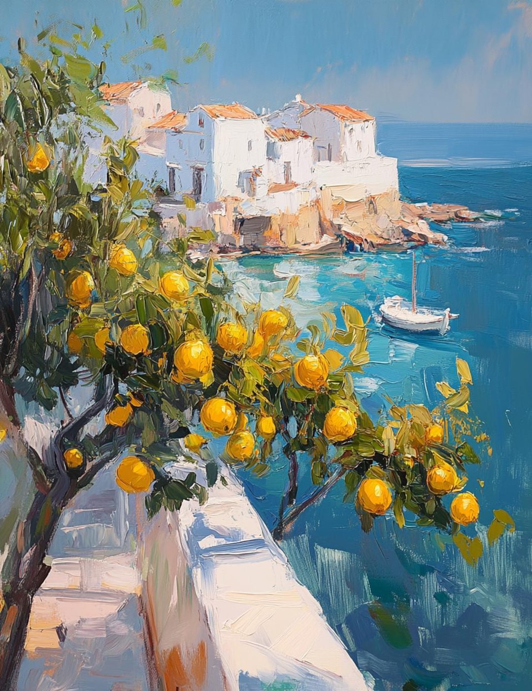Amalfi Coast Lemon Wall Art Print: Italian Riviera Painting - Etsy UK