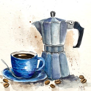 Coffee maker and Coffee Original Painting Wall Decor