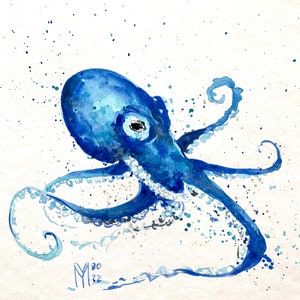 Octopus Blue Original Painting Wall Decor