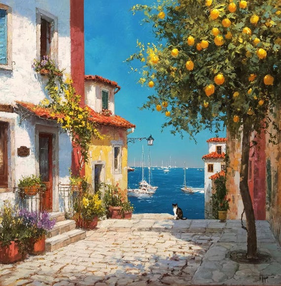 Amalfi Lemon Art Print: Italian Seaside View, Italian Rivera