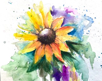サンフラワーのオリジナルアート絵画壁装飾 - Etsy 日本
