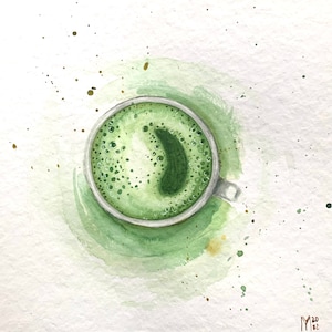 Cup of matcha Original Painting Wall Decor