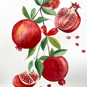 Pomegranate Original Painting Wall Decor Kitchen Wall Art Christmas Gift