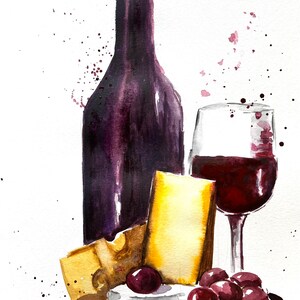 Wine Original Painting Wall Art Home Decor Gift for him