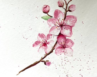 Origineel schilderij wanddecoratie kersenbloesem