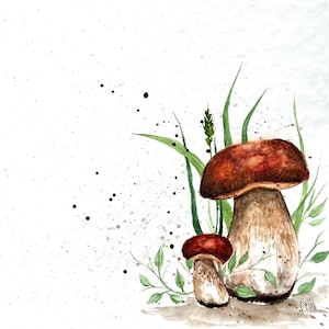 Mushrooms Watercolor Original Painting Wall Art