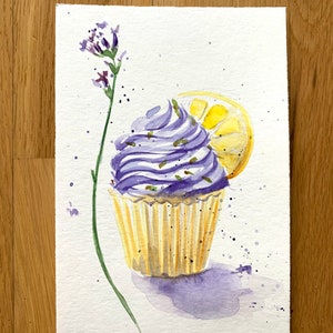 Cupcake postal Set 3 Pintura Original