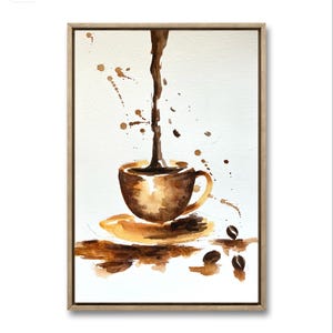 Coffee Cup Watercolor Painting: Original Coffee Bar Wall Art