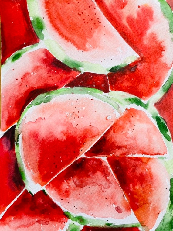 スイカの夏のオリジナル絵画ウォールアート - Etsy 日本