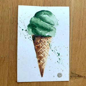 Set di 3 cartoline con dipinti originali di gelato, decorazione da parete per caffè, regalo originale.