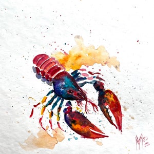 Originele aquarel kreeft
