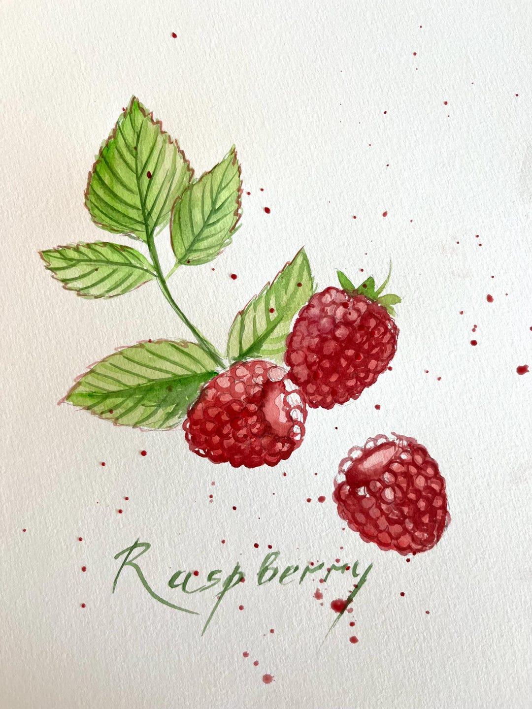 Raspberry Watercolor Painting: Original Kitchen Wall Art - Etsy