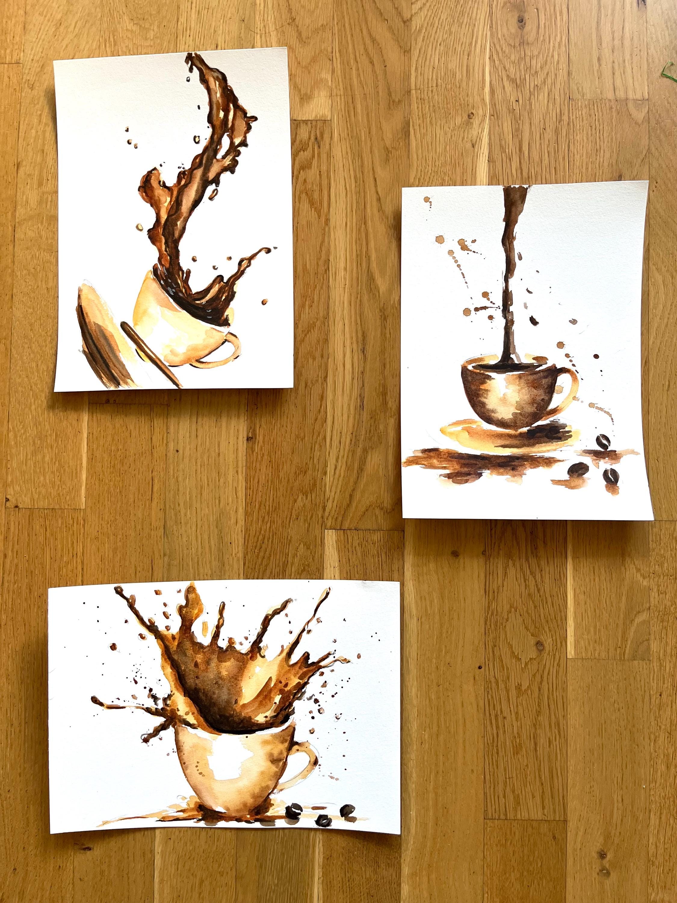 Coffee Cup Watercolor Painting: Original Coffee Bar Wall Art - Etsy