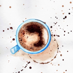 Coffee Cup Original Watercolor Art Painting
