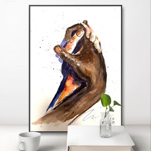 Lovers Hands Black and White Original Art  Custom Watercolour Painting Wall Decor Lovers gift