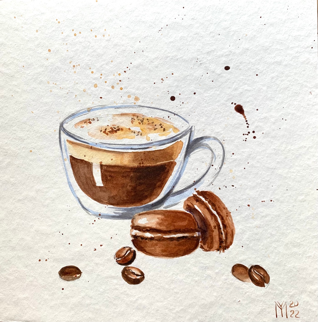 Coffee Watercolor Original Painting Wall Art - Etsy