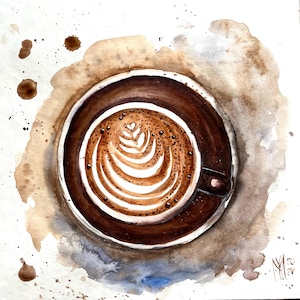 Tazza da caffè, originale, acquerello, arte murale, tazza di cappuccino, regalo per la mamma, regalo per il papà, regalo per la ragazza, regalo per il fratello.